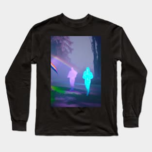 2 GHOSTS WALKING UNDER HALLOWEEN RAINBOW Long Sleeve T-Shirt